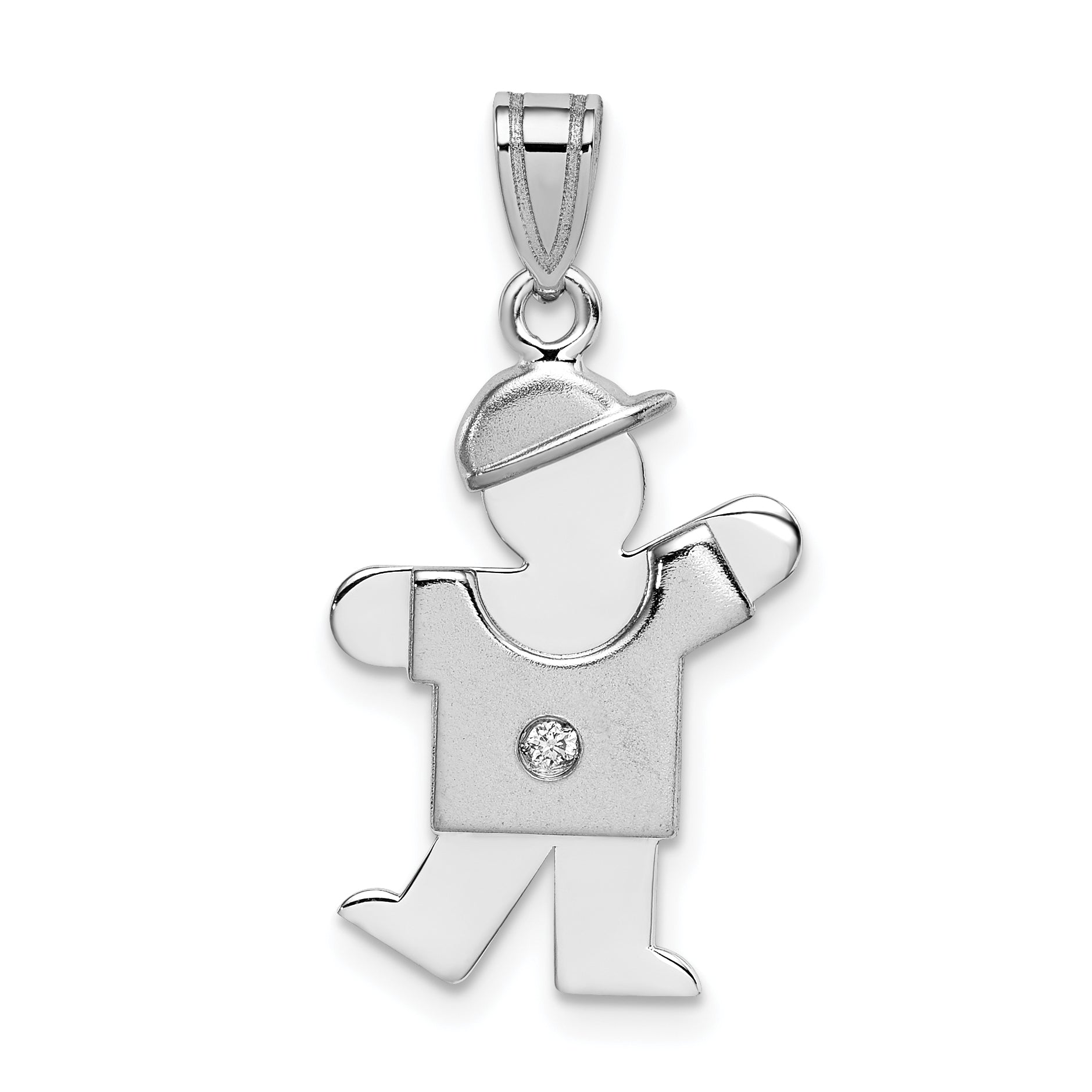 14k White Gold AAA Diamond Kid Pendant