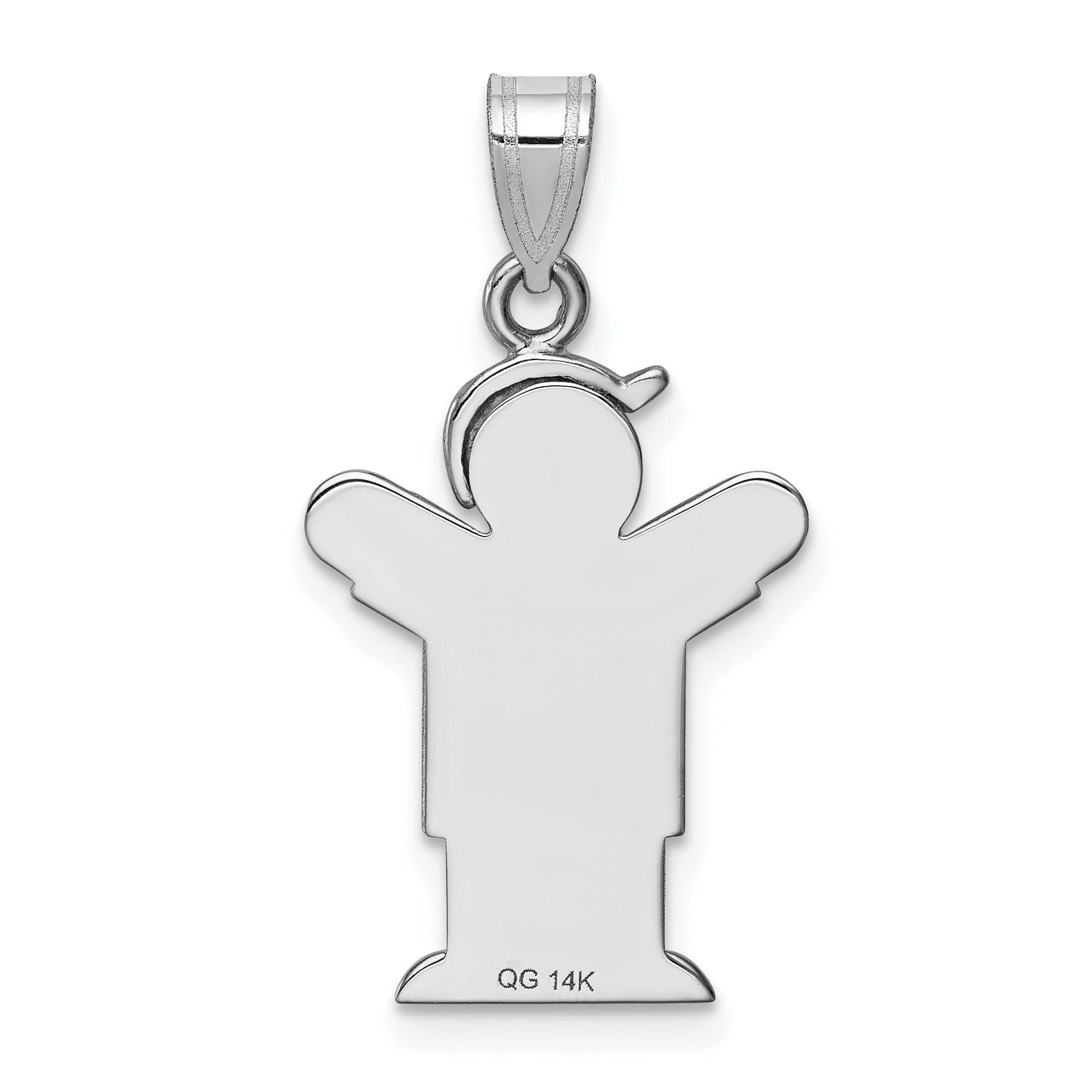 14K White Gold AA Diamond Kid Pendant