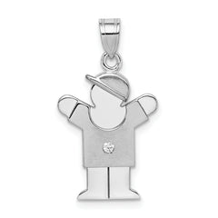 14k White Gold VS Diamond Kid Pendant