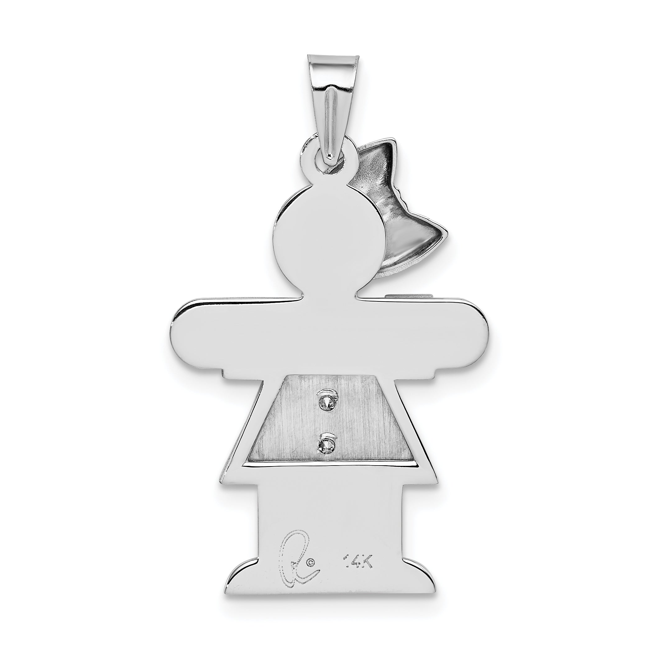 14K White Gold AA Diamond Kid Pendant