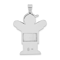 14K White Gold AA Diamond Kid Pendant