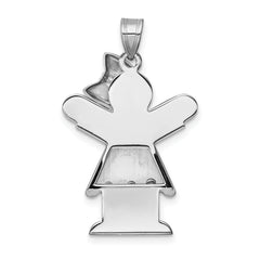 14K White Gold Complete Girl With Bow on Right Diamond Charm