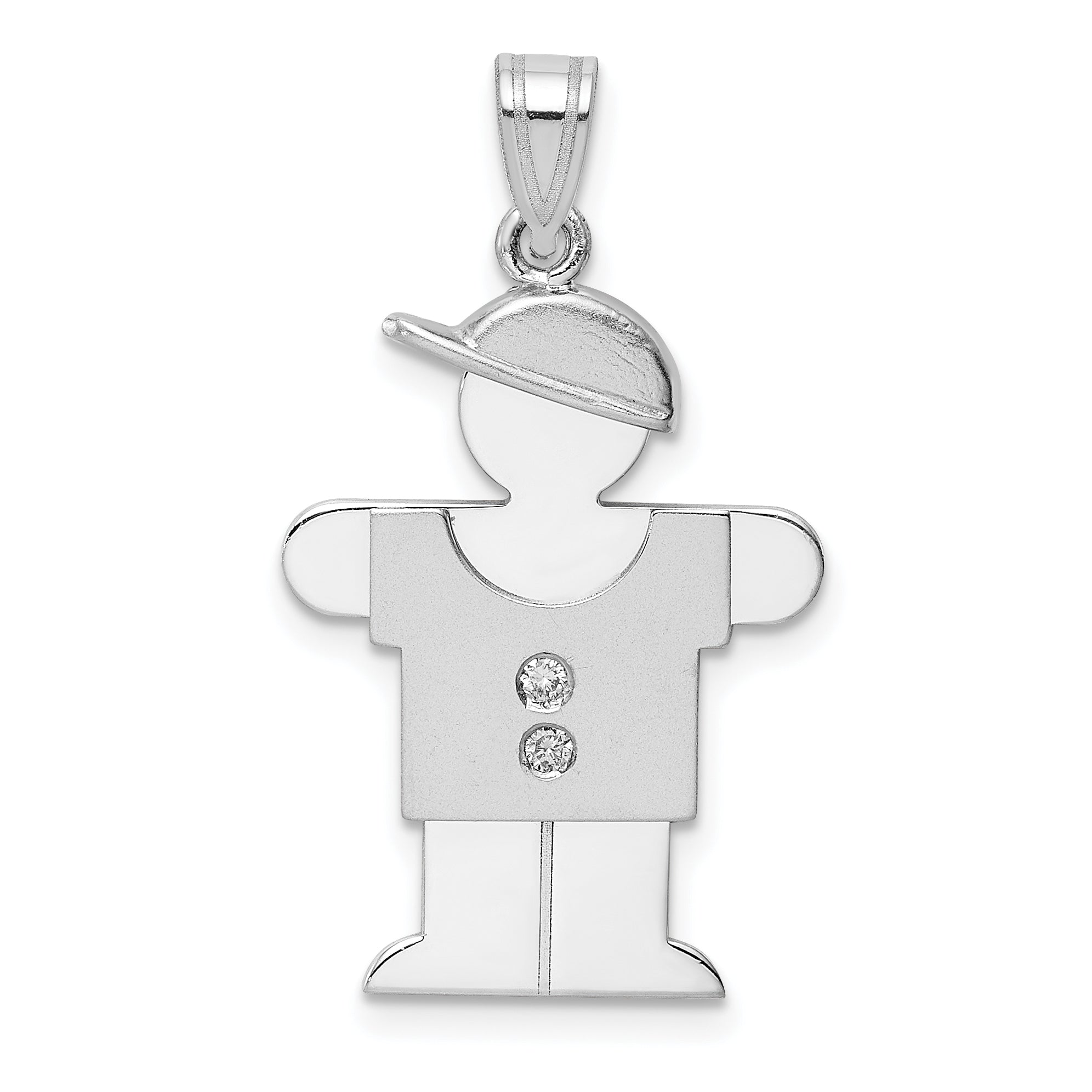 14k White Gold AAA Diamond Kid Pendant