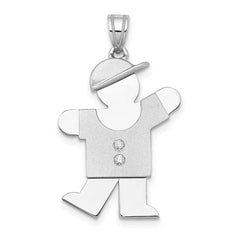 14k White Gold AAA Diamond Kid Pendant