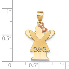 14K Two-tone AA Diamond Kid Pendant