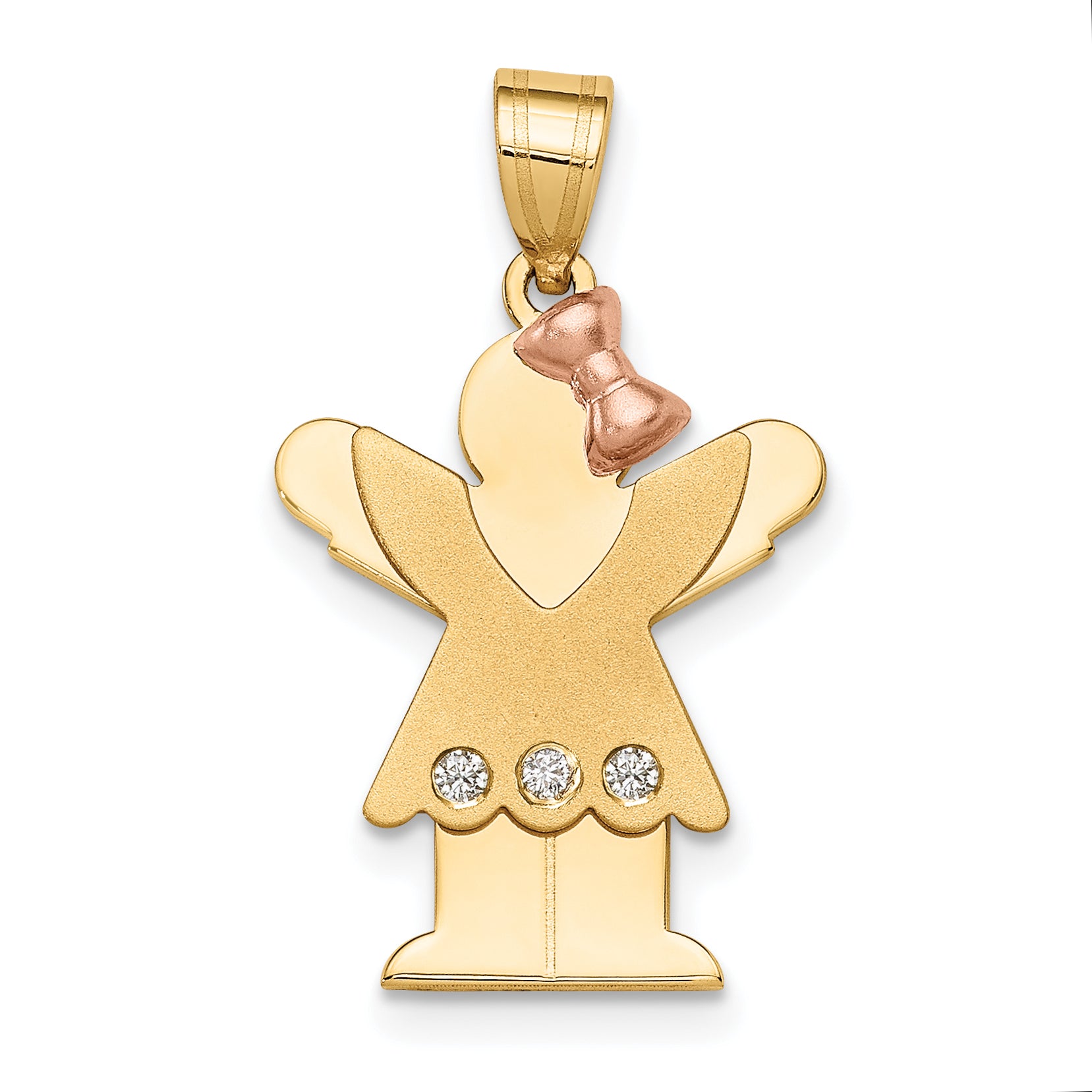 14k Two-tone AAA Diamond Kid Pendant