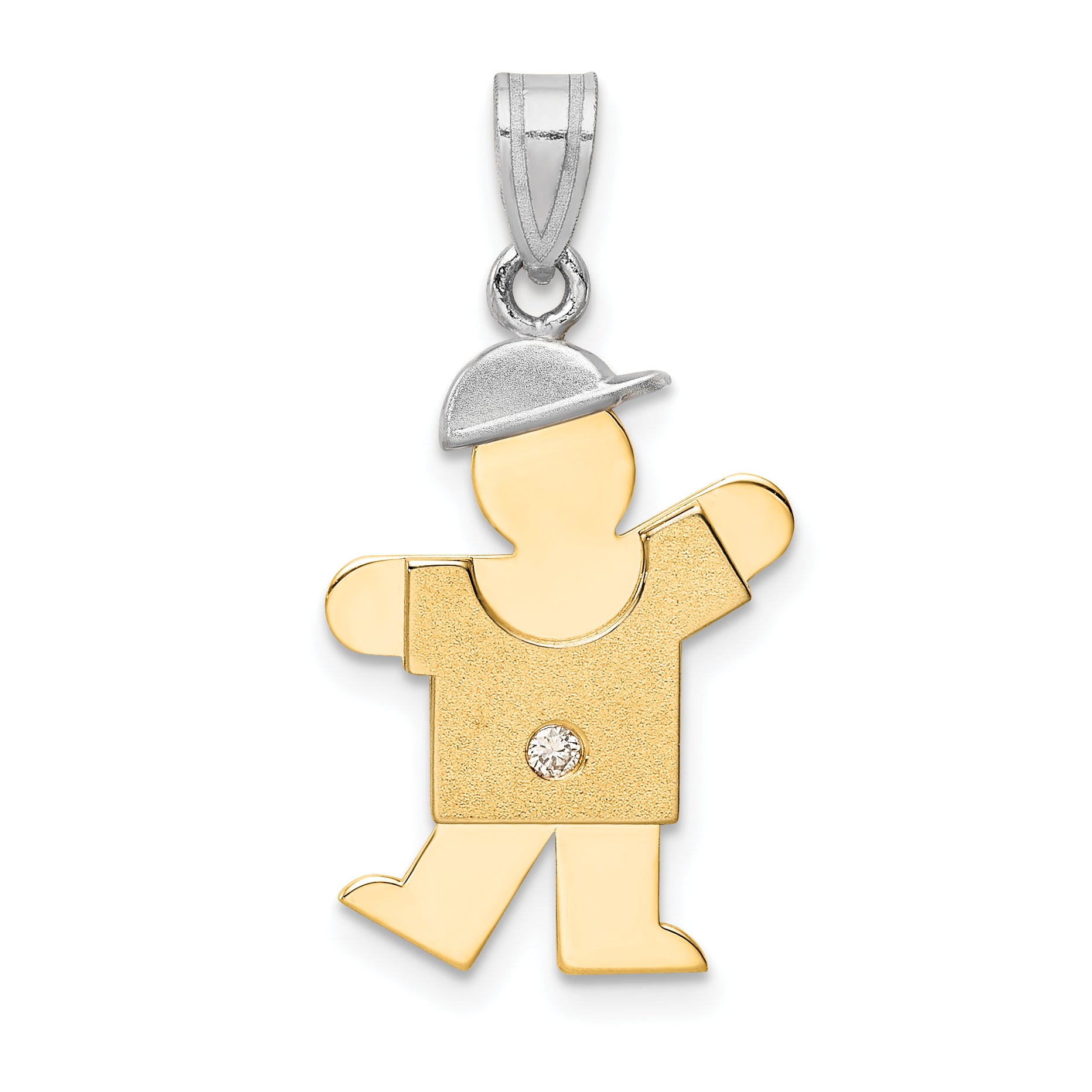 14k Two-tone AAA Diamond Kid Pendant