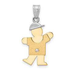 14k Two-tone AAA Diamond Kid Pendant