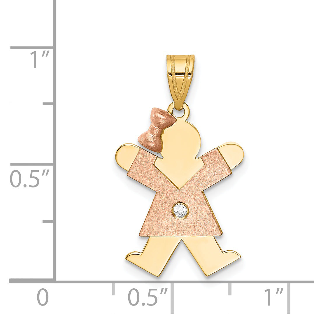 14K Two-tone AA Diamond Kid Pendant