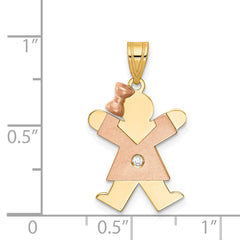 14K Two-tone AA Diamond Kid Pendant