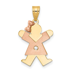 14k Two-tone AAA Diamond Kid Pendant