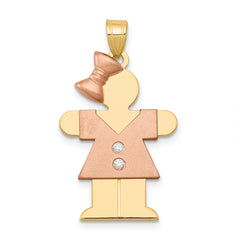 14k Two-tone AAA Diamond Kid Pendant