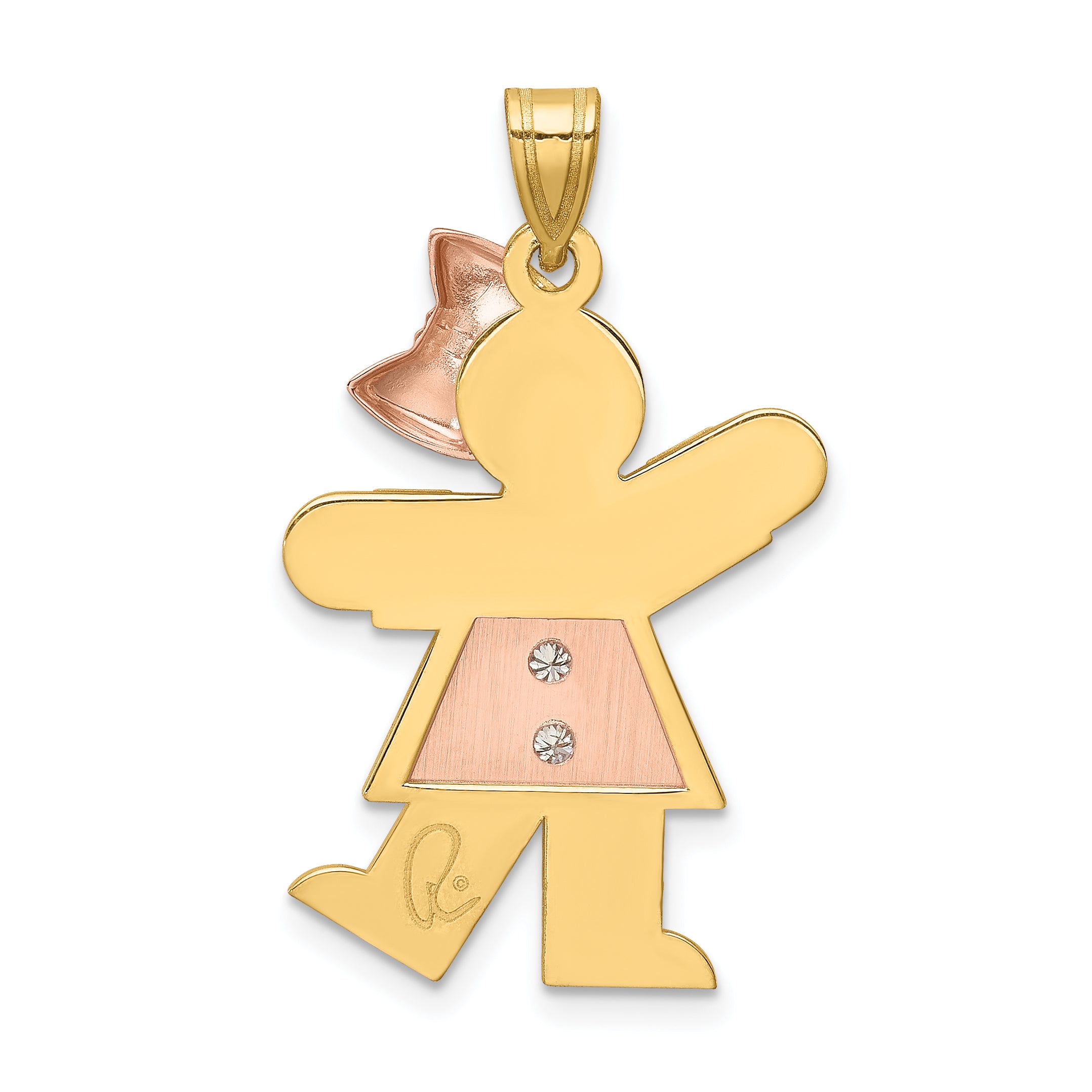 14K Two-tone AA Diamond Kid Pendant