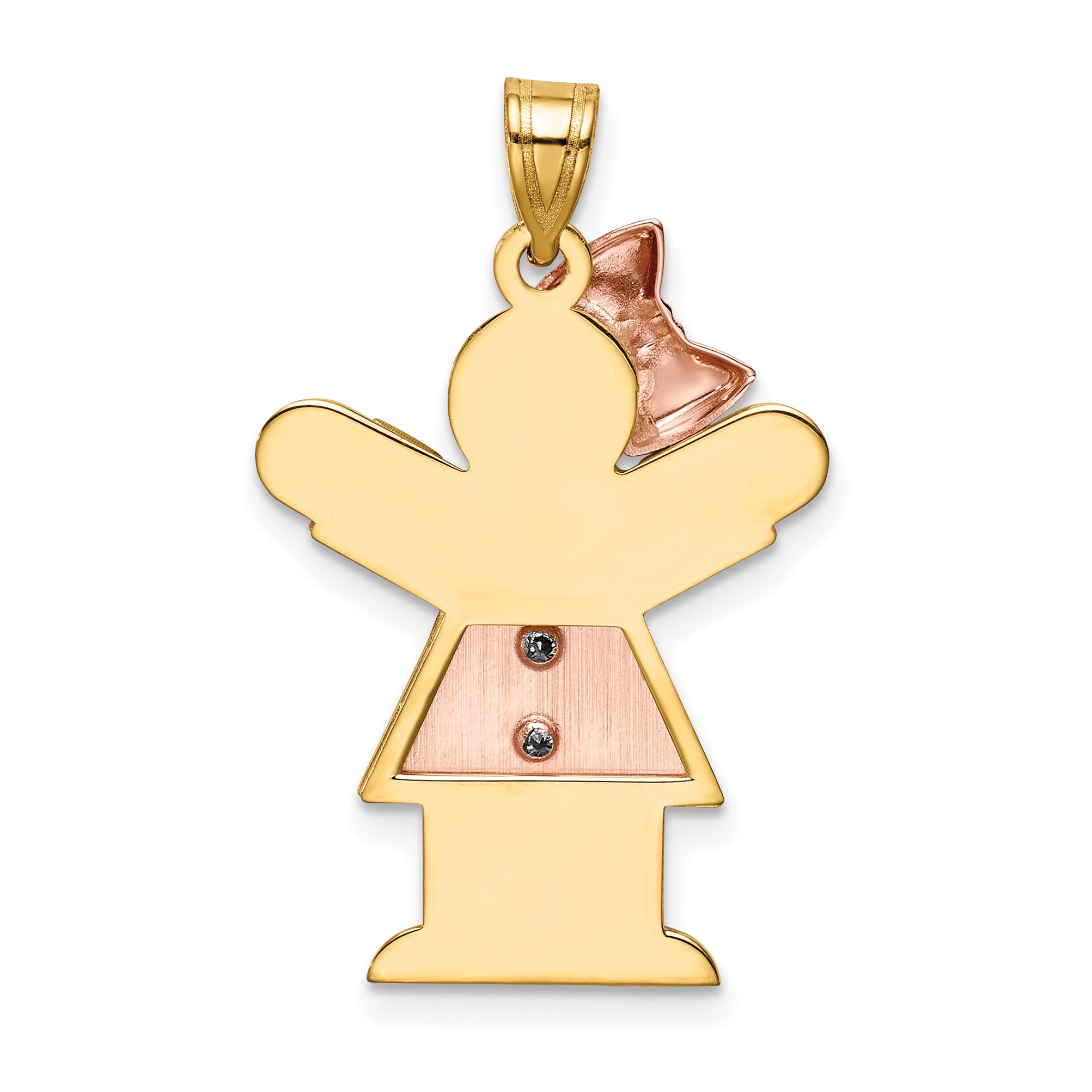 14K Two-tone AA Diamond Kid Pendant