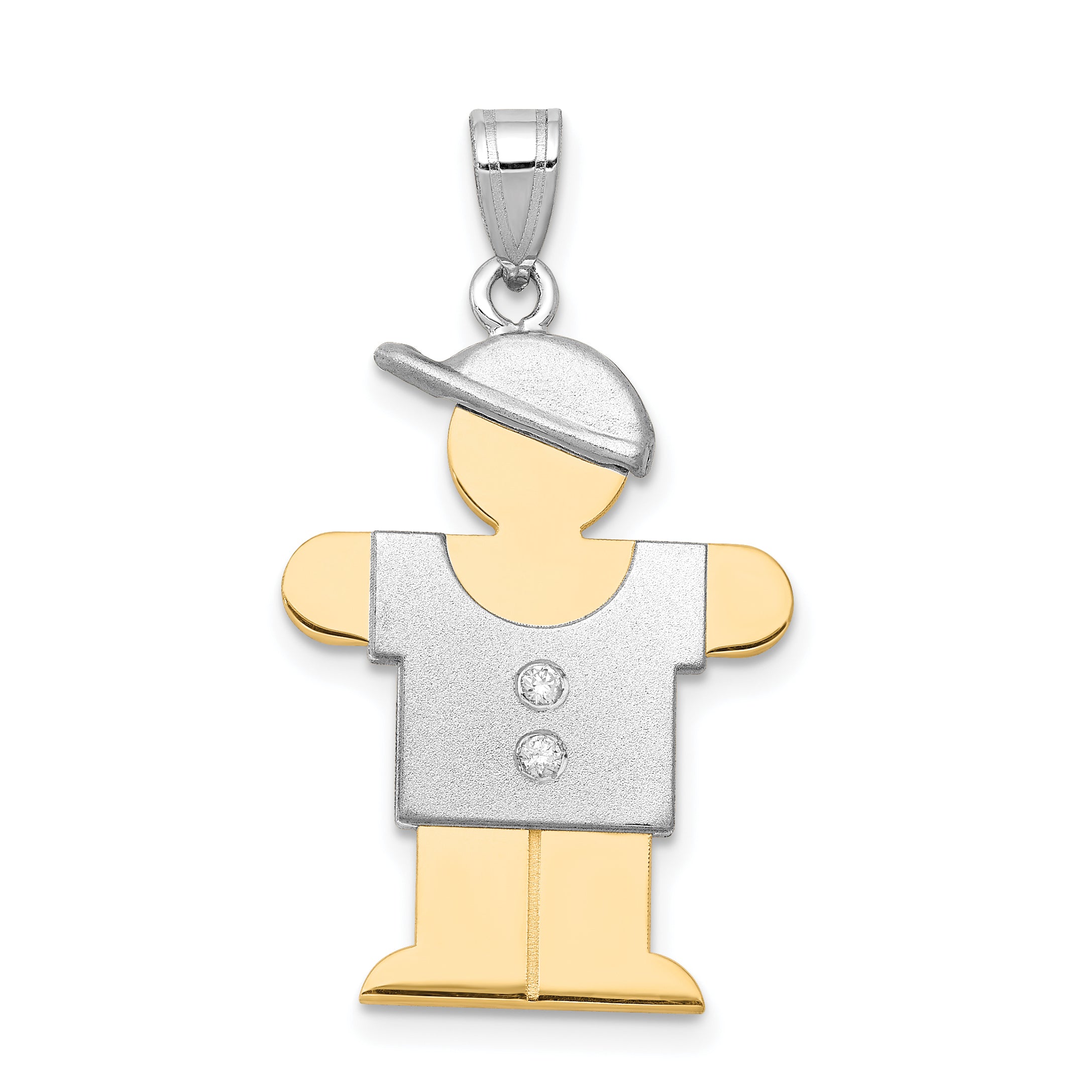 14k Two-tone AAA Diamond Kid Pendant