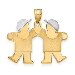 14k Two-Tone Small Double Boys Engravable Charm