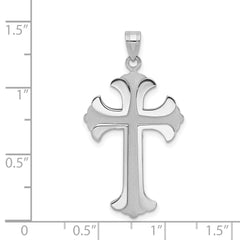 14K White Gold Fleur De Lis Cross Pendant