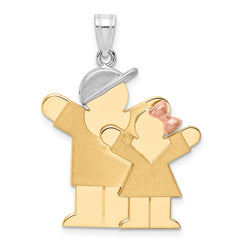 14k Tri-Color Big Boy and Little Girl Engravable Charm