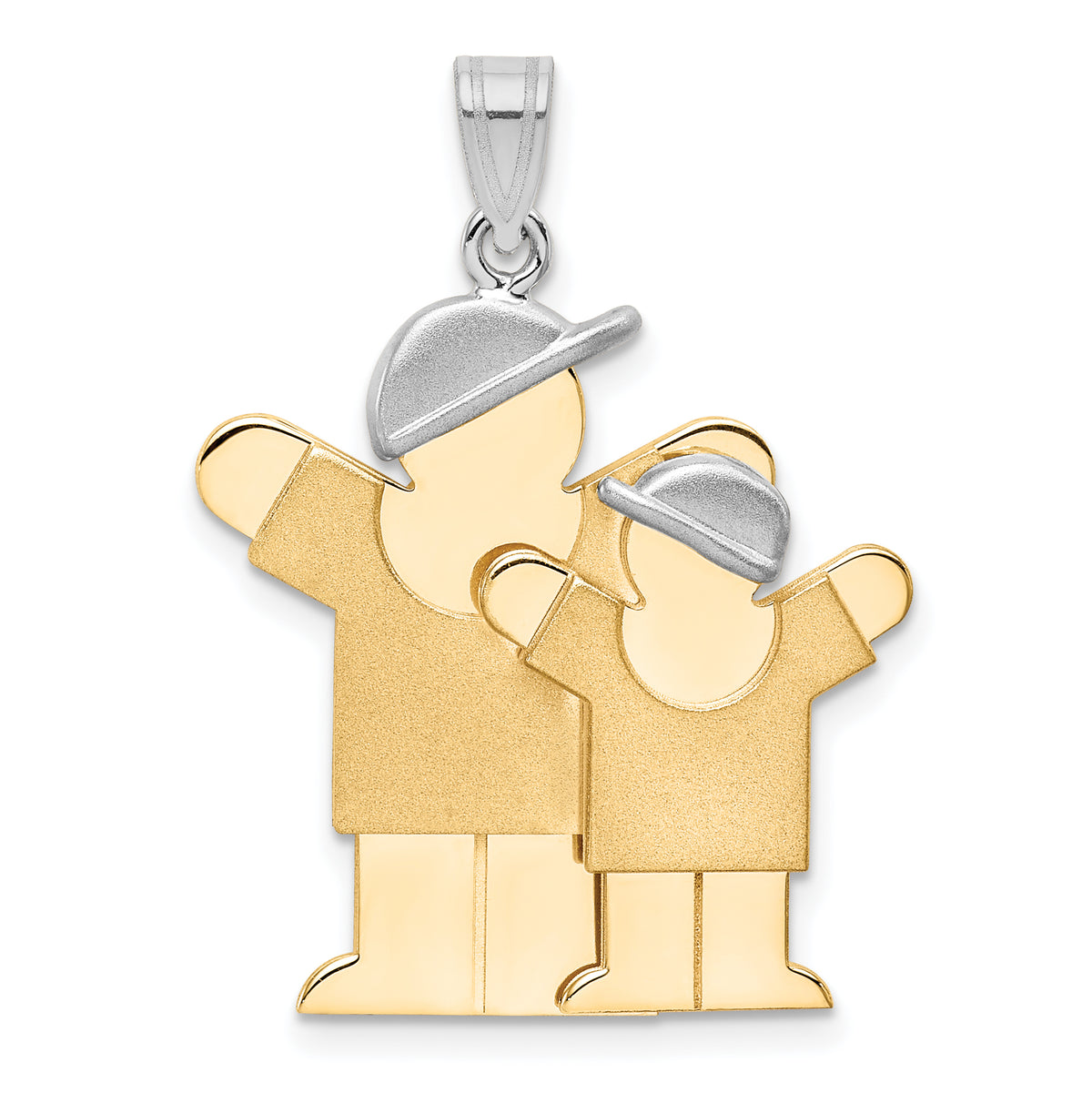 14k Two-Tone Big Boy and Little Boy Engravable Charm