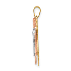 14K Tri-Color Big Girl and Little Boy Engravable Charm