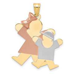 14k Tri-Color Big Girl and Little Boy Engravable Charm