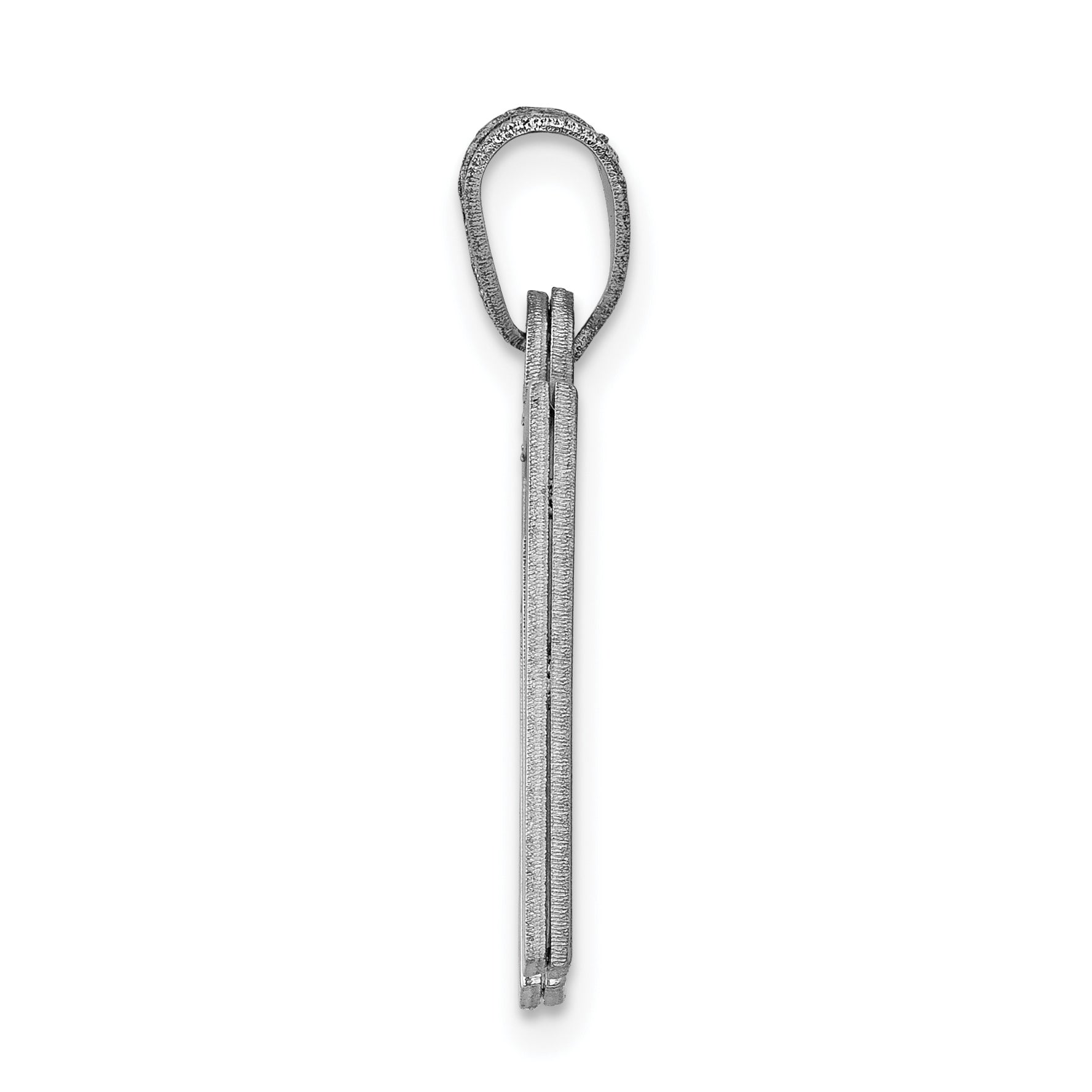 14K White Gold Solid Satin Chai Charm