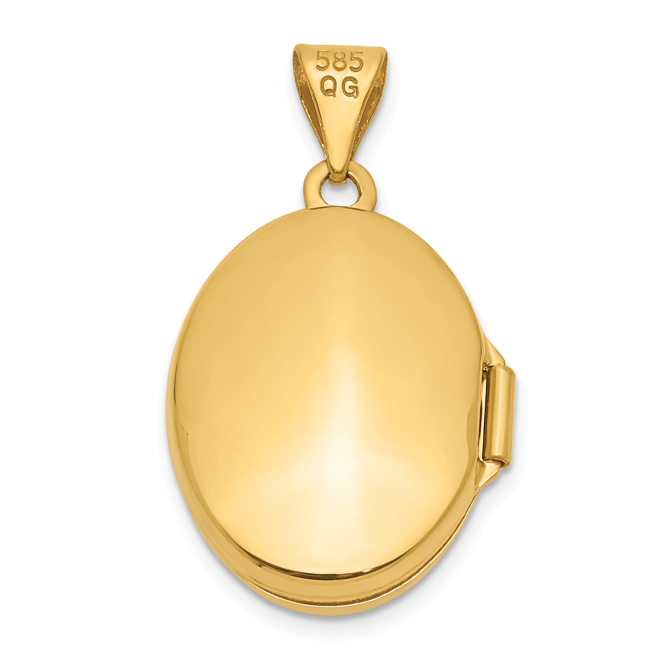 14K Yellow Gold Plain Polished Oval Locket