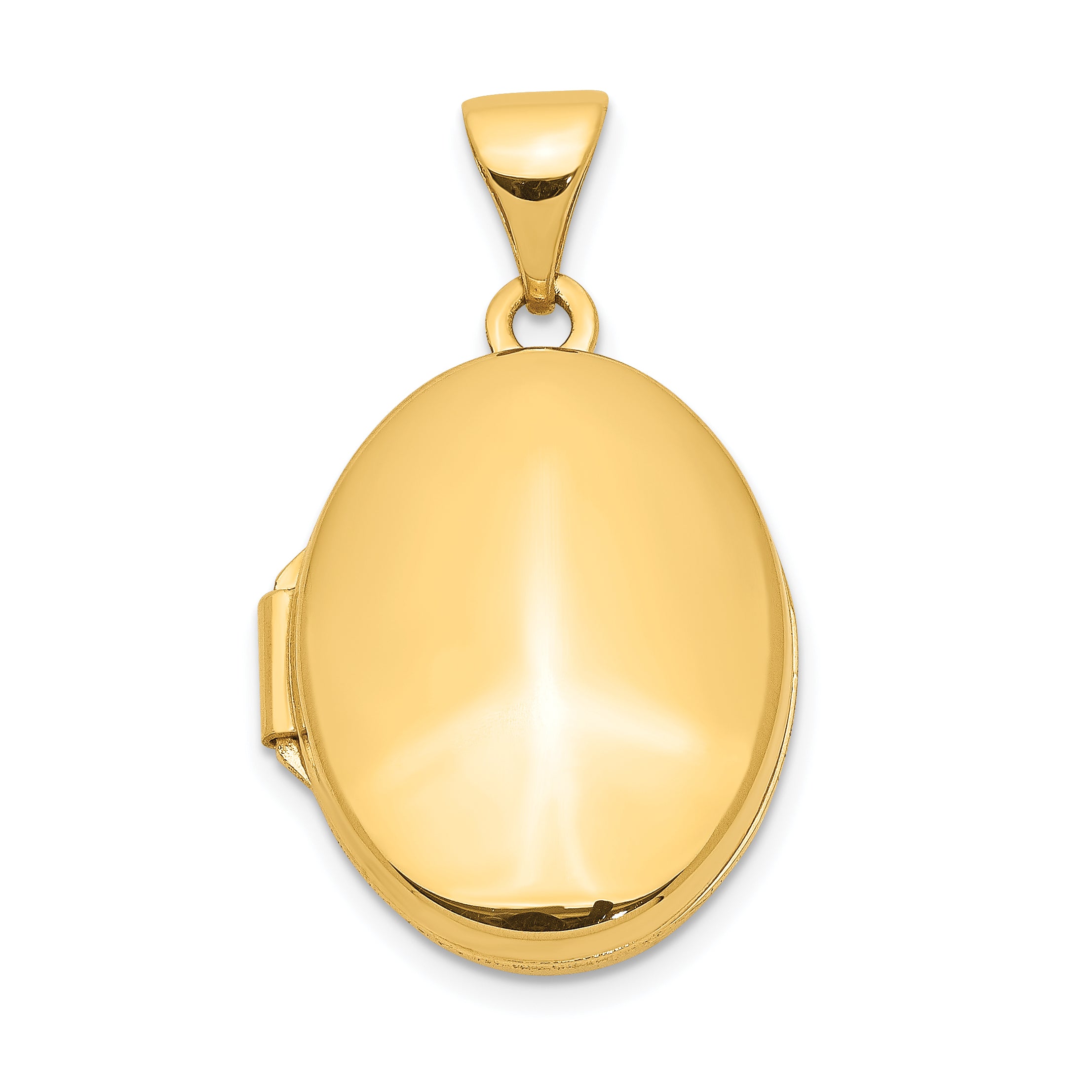 14k Yellow Gold Plain Polished Oval Locket