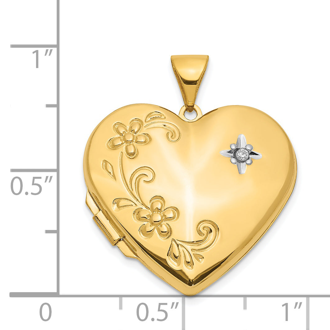 14K Diamond Floral Family Heart Locket