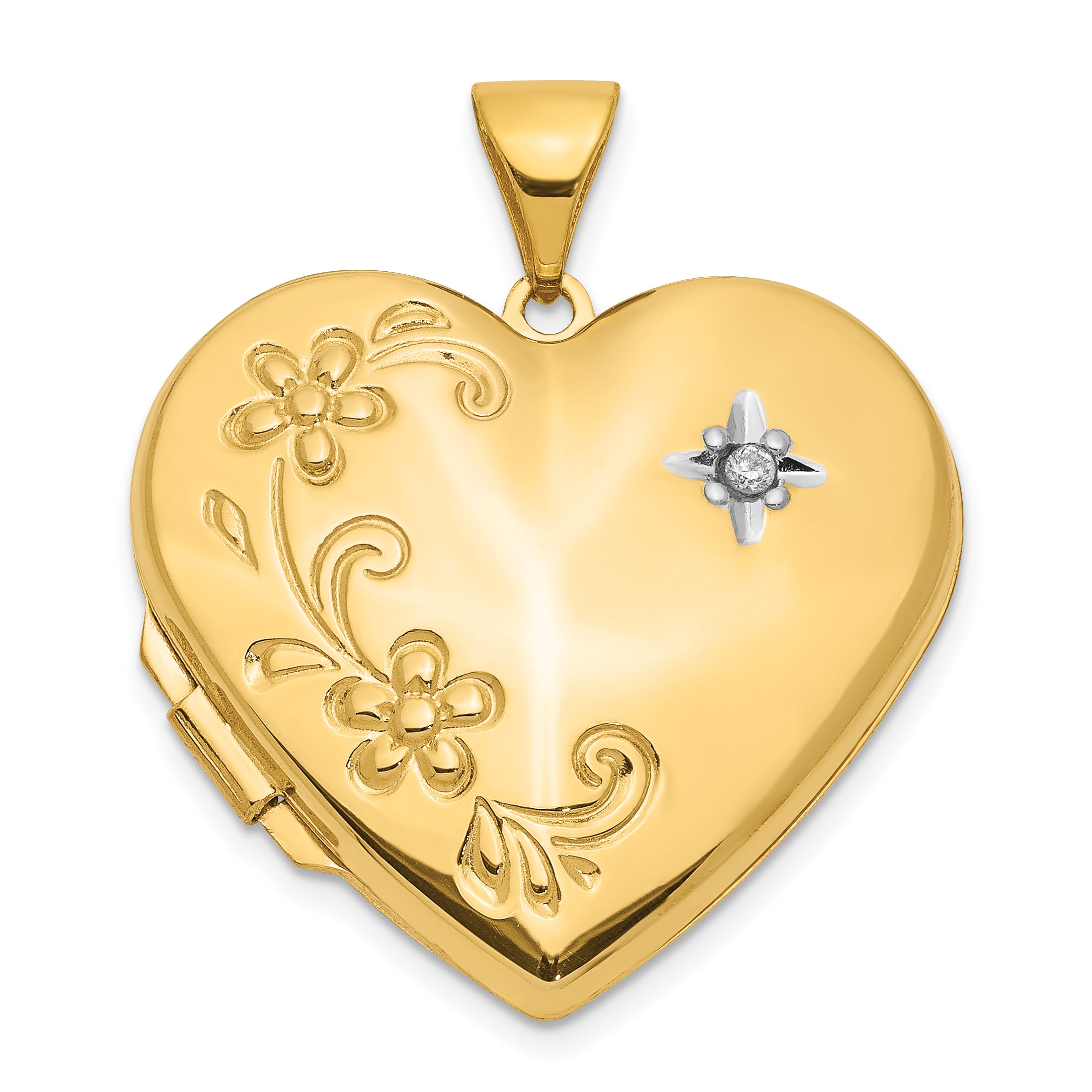 14k Diamond Floral Family Heart Locket