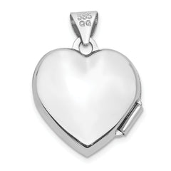 14K White Gold Scroll Pattern Heart Locket