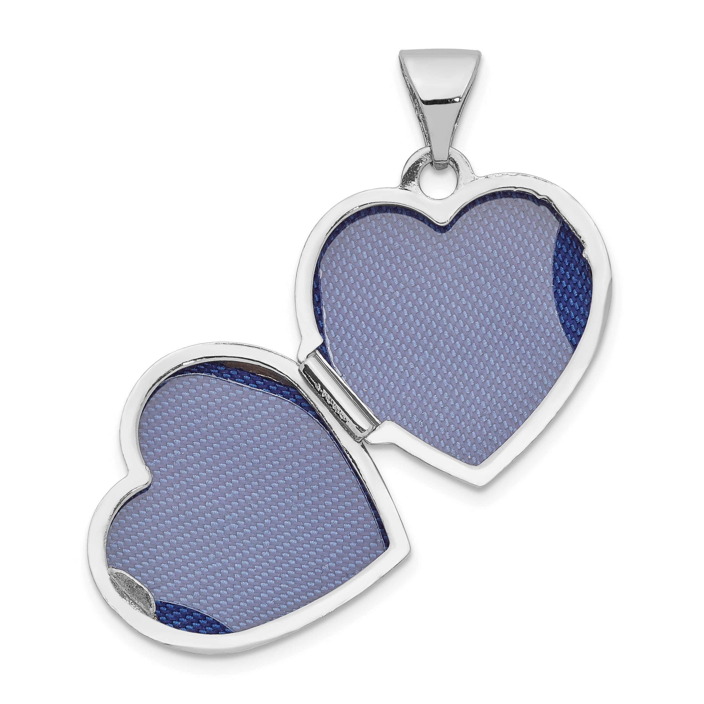 14K White Gold Scroll Pattern Heart Locket