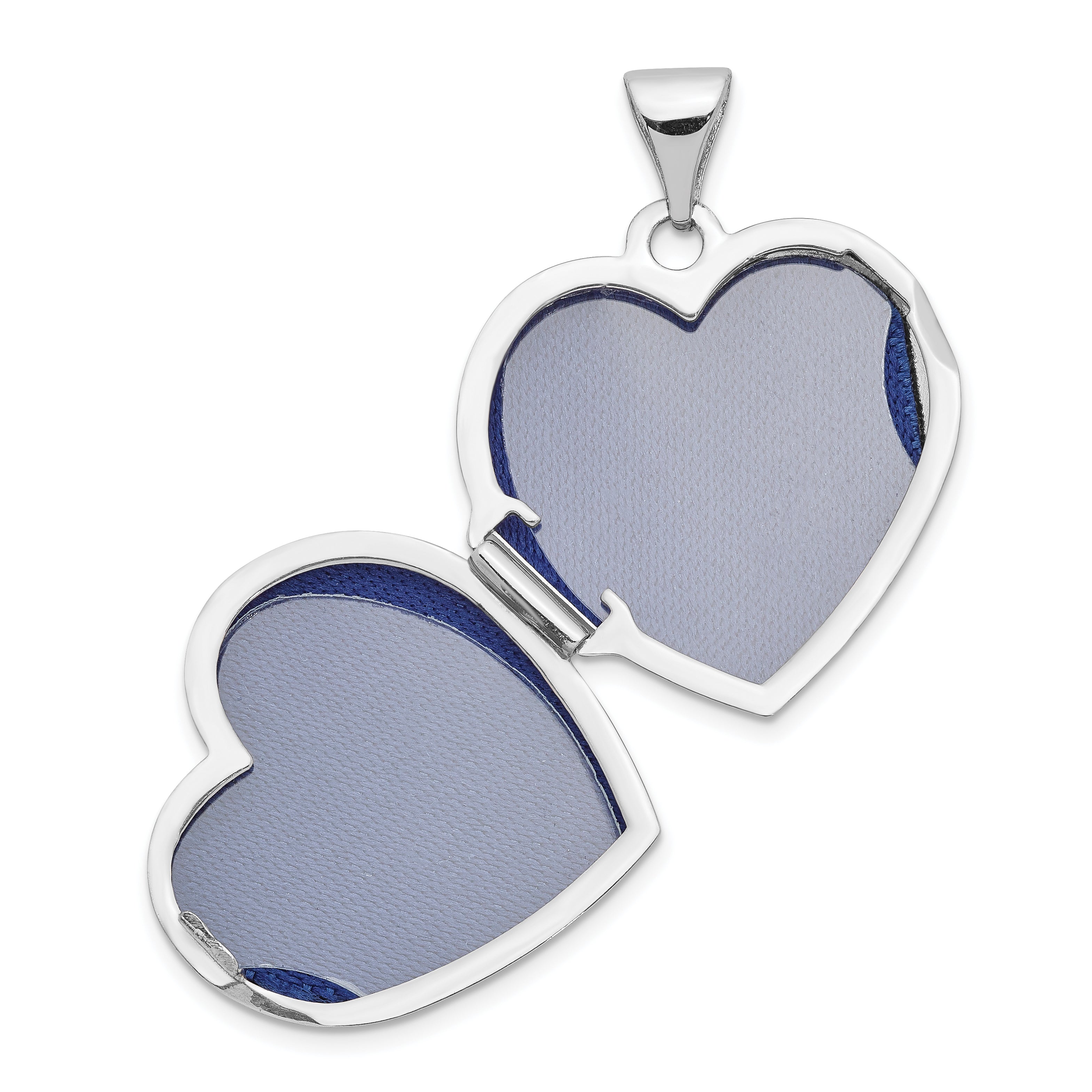 14K White Gold Domed Heart Locket