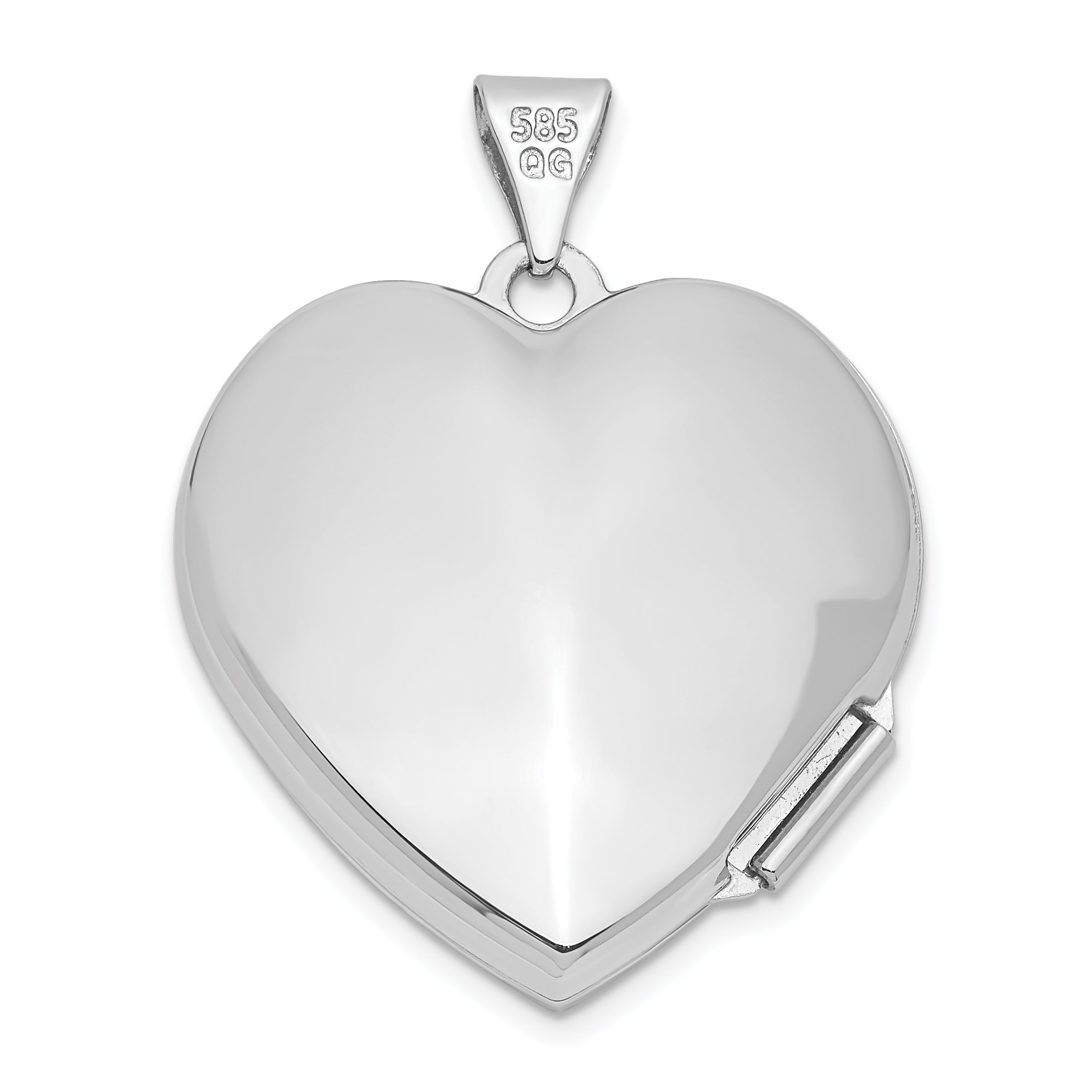 14K White Gold Scroll Design Heart Locket