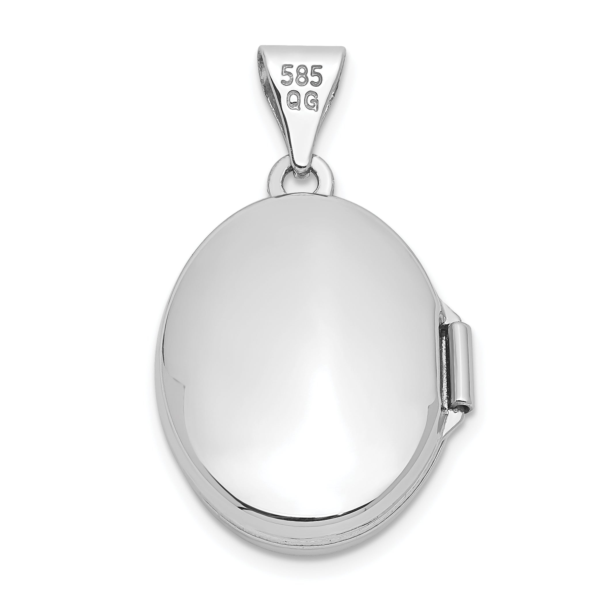 14K White Gold Floral Oval Locket