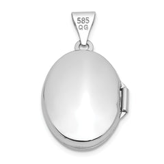 14K White Gold Polished Oval Locket