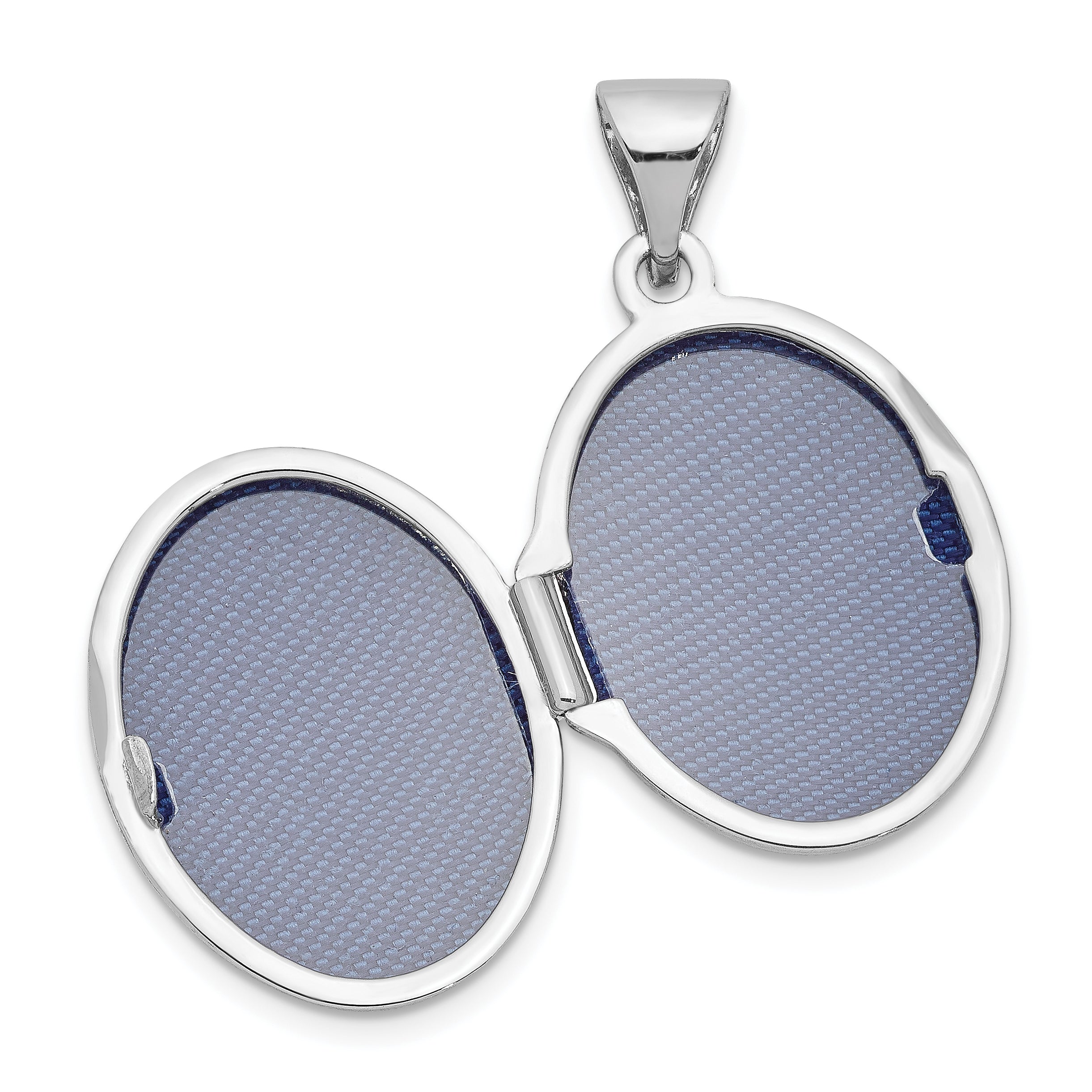 14K White Gold Polished Oval Locket