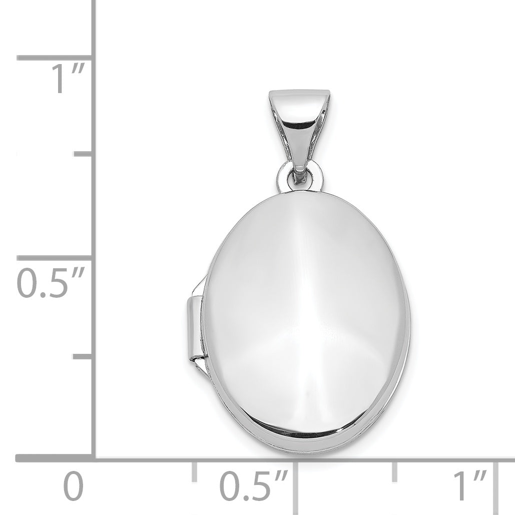 14K White Gold Polished Oval Locket