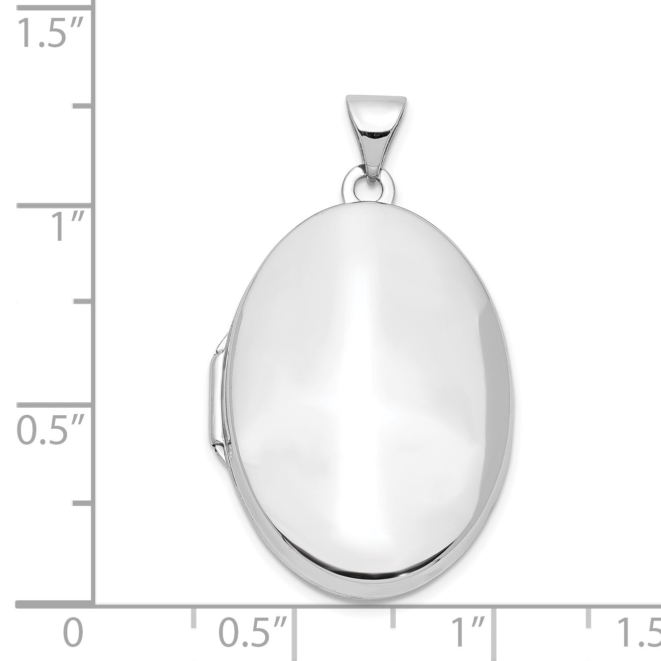 14K White Gold Polished Domed Oval Locket