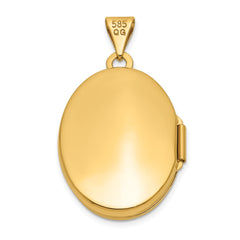 14K Yellow Gold Scroll Heart Design Oval Locket