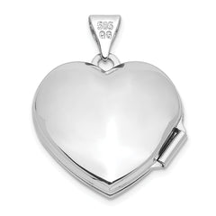 14K White Gold Polished Textured Floral Heart Locket