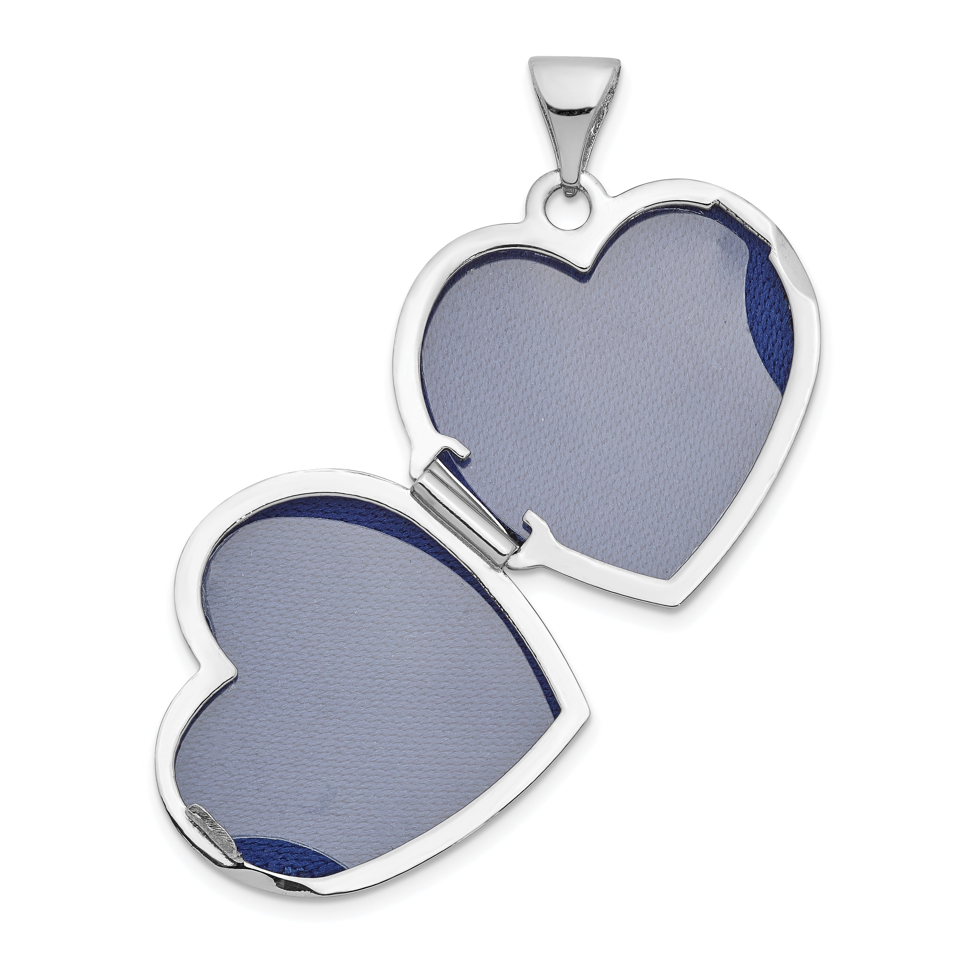 14K White Gold Polished Textured Floral Heart Locket