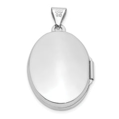 14K White Gold Polished Oval Locket