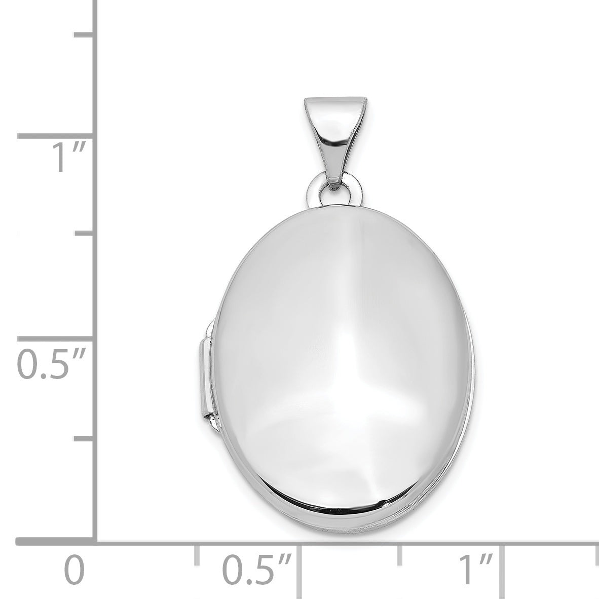 14K White Gold Polished Oval Locket