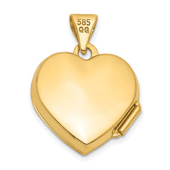 14K Plain 15mm Heart Locket