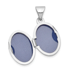 14K White Gold 13mm Oval Plain Assembled Locket