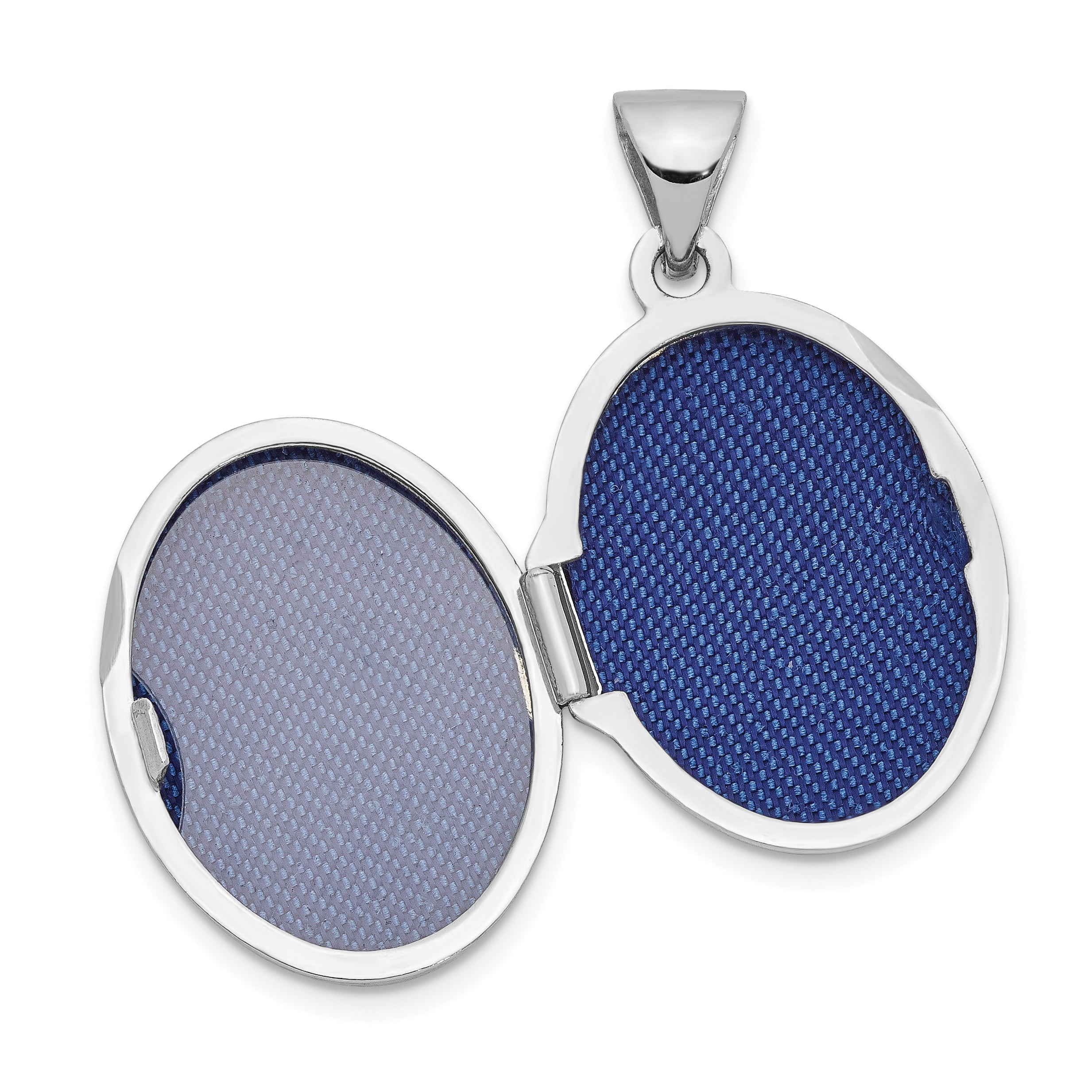 14K White Gold 17mm Oval Embossed Border Locket