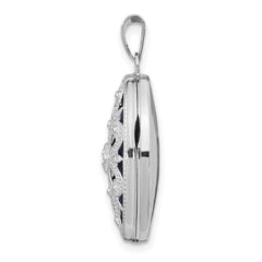 14K White Gold 21mm Diamond Vintage Oval Locket