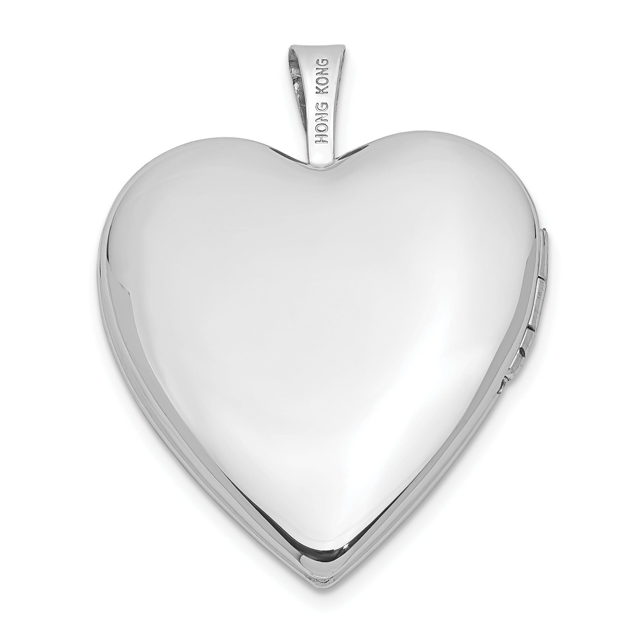 14K White Gold Diamond Side Swirl Edge 20mm Heart Locket