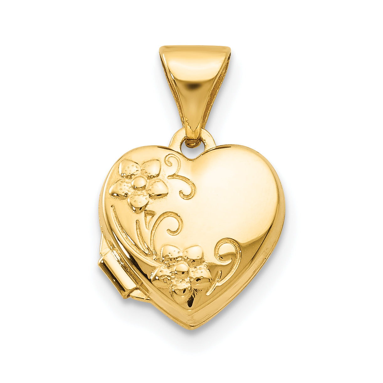 14k Yellow Gold Floral Heart Locket